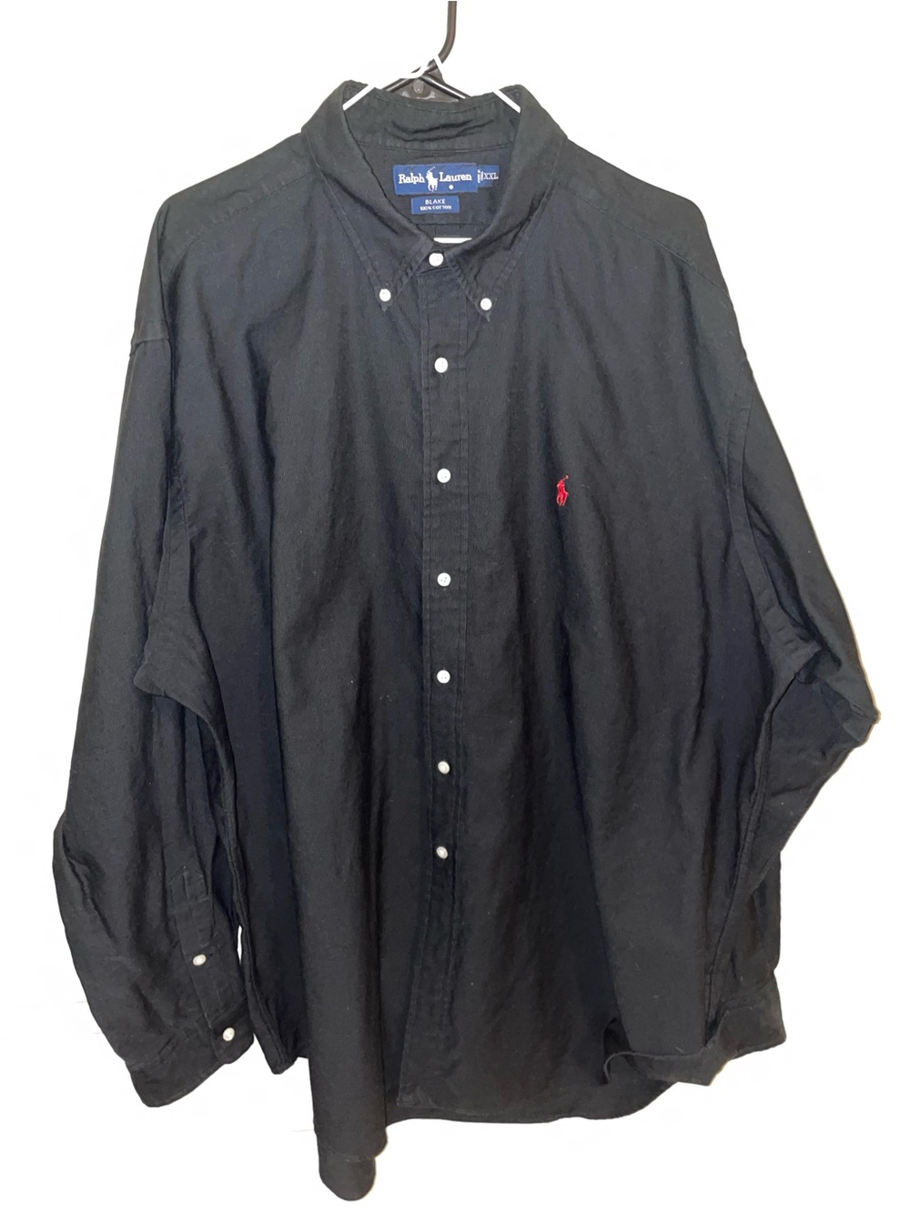 Ralph Lauren Men’s XXL Black Button-Down Oxford Shirt Cotton Blake Red Pony